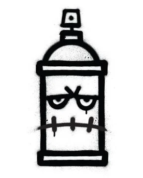 Graffiti angry spraycan sprayed in black over white Illustrazione stock