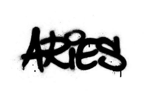 Graffiti aries word sprayed in black over white Stock Illustration