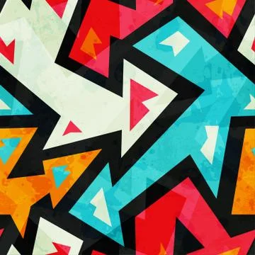 Graffiti arrows seamless pattern with grunge effect Stock Illustration