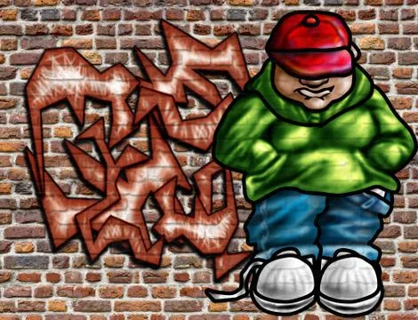 Graffiti art on wall Stock Illustration