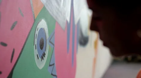 Graffiti artist at studio. Stock Footage 63632439