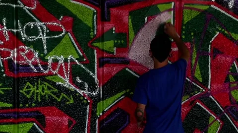 Graffiti Artist on Wall Stock-Footage 42698700