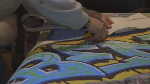 Graffiti Artist Working. Close Up Stock Footage 59421404