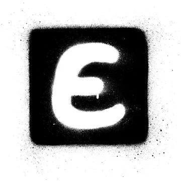 Graffiti B font sprayed in white over black square Stock Illustration