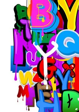 Graffiti background created with Letters. Abstract modern street art wallpa.. Stock Illustration