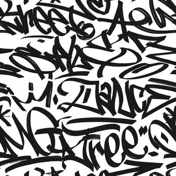 Graffiti background with marker letters, bright colored lettering tags Stock Illustration