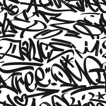 Graffiti background with marker letters, bright colored lettering tags Stock Illustration
