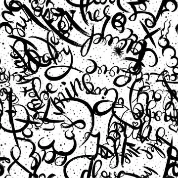 Graffiti background seamless pattern. Hand style tagging Illustrazione stock