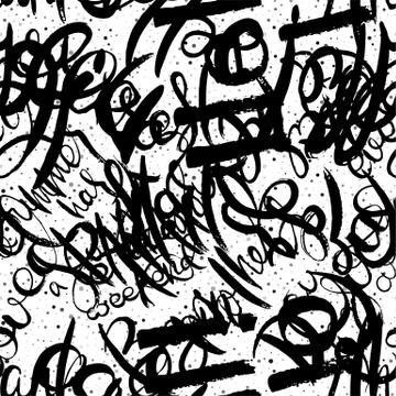 Graffiti background seamless pattern. Hand style tagging Stock Illustration