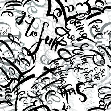 Graffiti background seamless pattern. Hand style tagging Stock Illustration