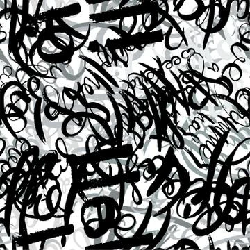 Graffiti background seamless pattern. Hand style tagging Illustrazione stock