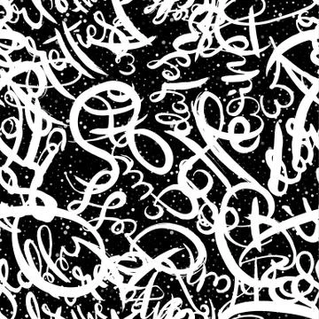 Graffiti background seamless pattern. Hand style tagging Stock Illustration