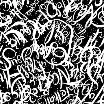 Graffiti background seamless pattern. Hand style tagging Stock Illustration