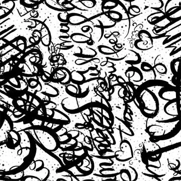 Graffiti background seamless pattern. Hand style tagging Stock Illustration