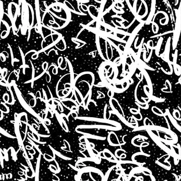 Graffiti background seamless pattern. Hand style tagging Stock Illustration