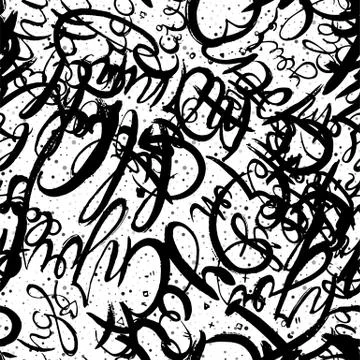 Graffiti background seamless pattern. Hand style tagging Stock Illustration