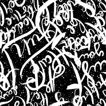 Graffiti background seamless pattern. Hand style tagging Illustrazione stock