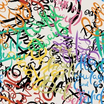 Graffiti background seamless pattern. Hand style tagging Stock Illustration