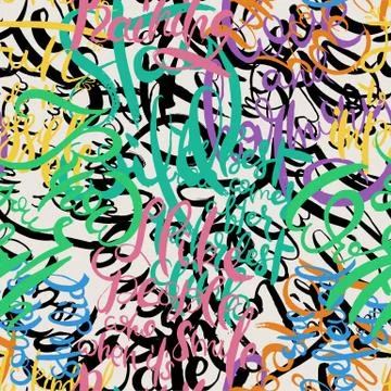 Graffiti background seamless pattern. Hand style tagging Stock Illustration