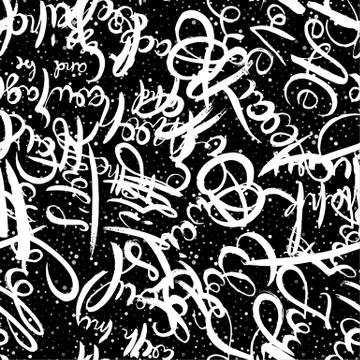 Graffiti background seamless pattern. Hand style tagging Illustrazione stock