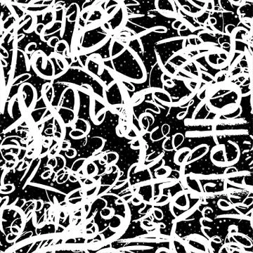 Graffiti background seamless pattern. Hand style tagging Illustrazione stock