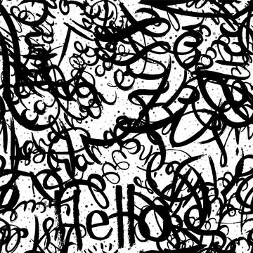 Graffiti background seamless pattern. Hand style tagging Illustrazione stock