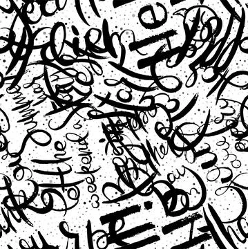 Graffiti background seamless pattern. Hand style tagging Stock Illustration