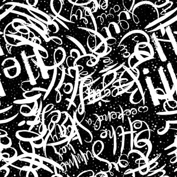 Graffiti background seamless pattern. Hand style tagging Stock Illustration