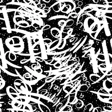 Graffiti background seamless pattern. Hand style tagging Stock Illustration