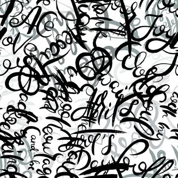 Graffiti background seamless pattern. Hand style tagging Illustrazione stock