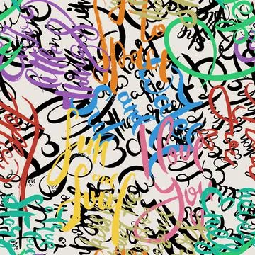 Graffiti background seamless pattern. Hand style tagging Illustrazione stock