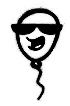 Graffiti balloon character sprayed in black over white Stock Illustration