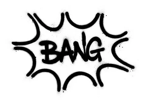 Graffiti bang word explosion sprayed in black over white Stock Illustration