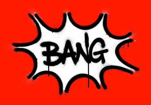 Graffiti bang word explosion sprayed in black over red Stock Illustration