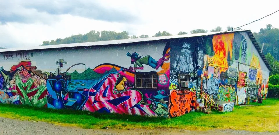 Graffiti on barn Foto stock