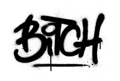 Graffiti bitch word sprayed in black over white Stock Illustration