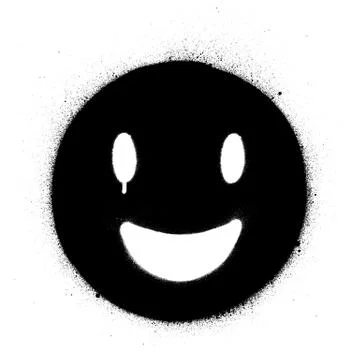 Graffiti black smiling icon sprayed in white Stock Illustration