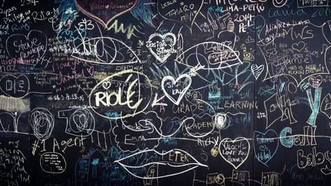 Graffiti on a black wall Stock Footage 148379556