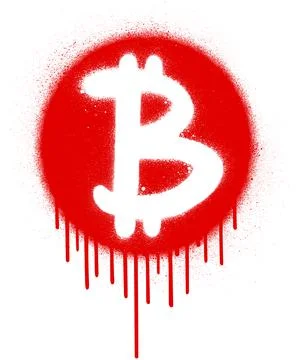Graffiti bleeding bitcoin icon sprayed over white Stock-Illustration