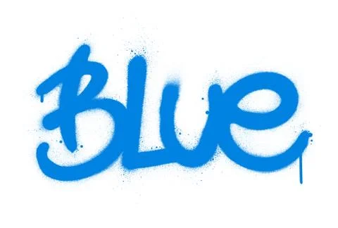 Graffiti blue word sprayed in black over white Stock Illustration