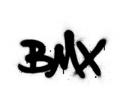 Graffiti bmx abbreviation sprayed in black over white Stock Illustration