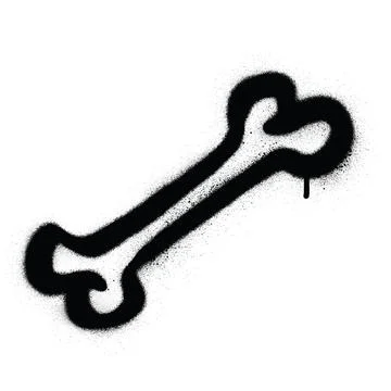 Graffiti bone sprayed in black on white Illustrazione stock