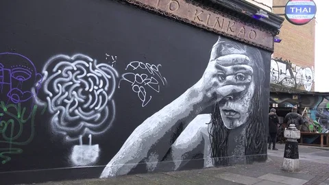 Graffiti brick lane Stock Footage 72214600