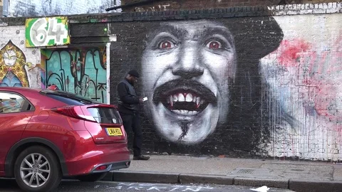 Graffiti brick lane Stock Footage 72214613