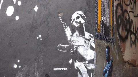 Graffiti brick lane Stock Footage 72214691