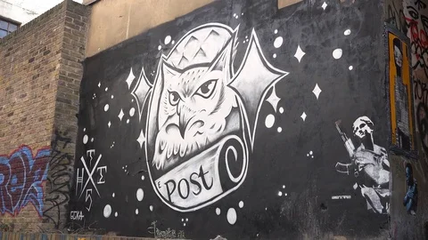 Graffiti brick lane Stock Footage 72214692