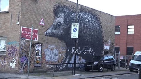 Graffiti brick lane Stock Footage 72214727