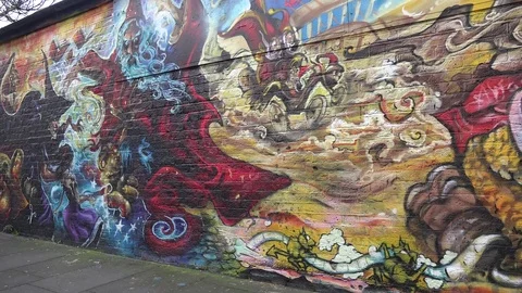 Graffiti brick lane Stock Footage 72215685