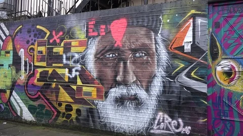 Graffiti brick lane Stock Footage 72215686