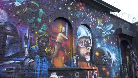 Graffiti brick lane Stock Footage 72215726